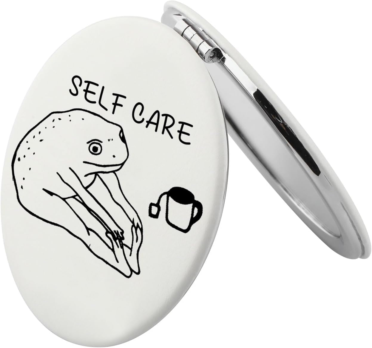 Humorous Frog Self-Care Makeup Mirror - Self-Love and Mental Health Awareness Gift for Frog Enthusiasts