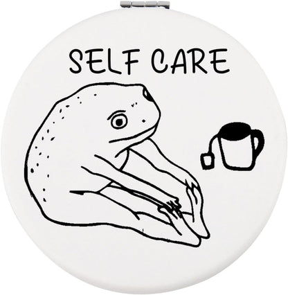 Humorous Frog Self-Care Makeup Mirror - Self-Love and Mental Health Awareness Gift for Frog Enthusiasts