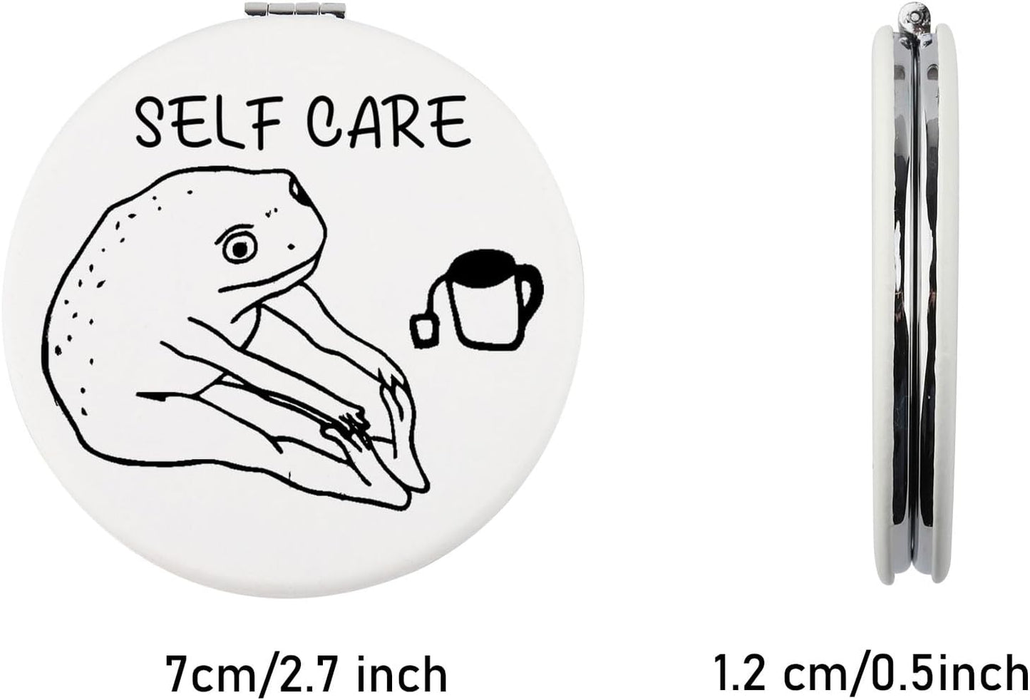 Humorous Frog Self-Care Makeup Mirror - Self-Love and Mental Health Awareness Gift for Frog Enthusiasts