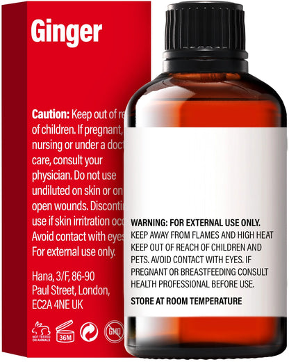 H'Ana Ginger Essential Oil for Hair, Skin, Diffusers, Aromatherapy, and Massage - with a Spicy, Gingery Smell (1 Fl Oz)