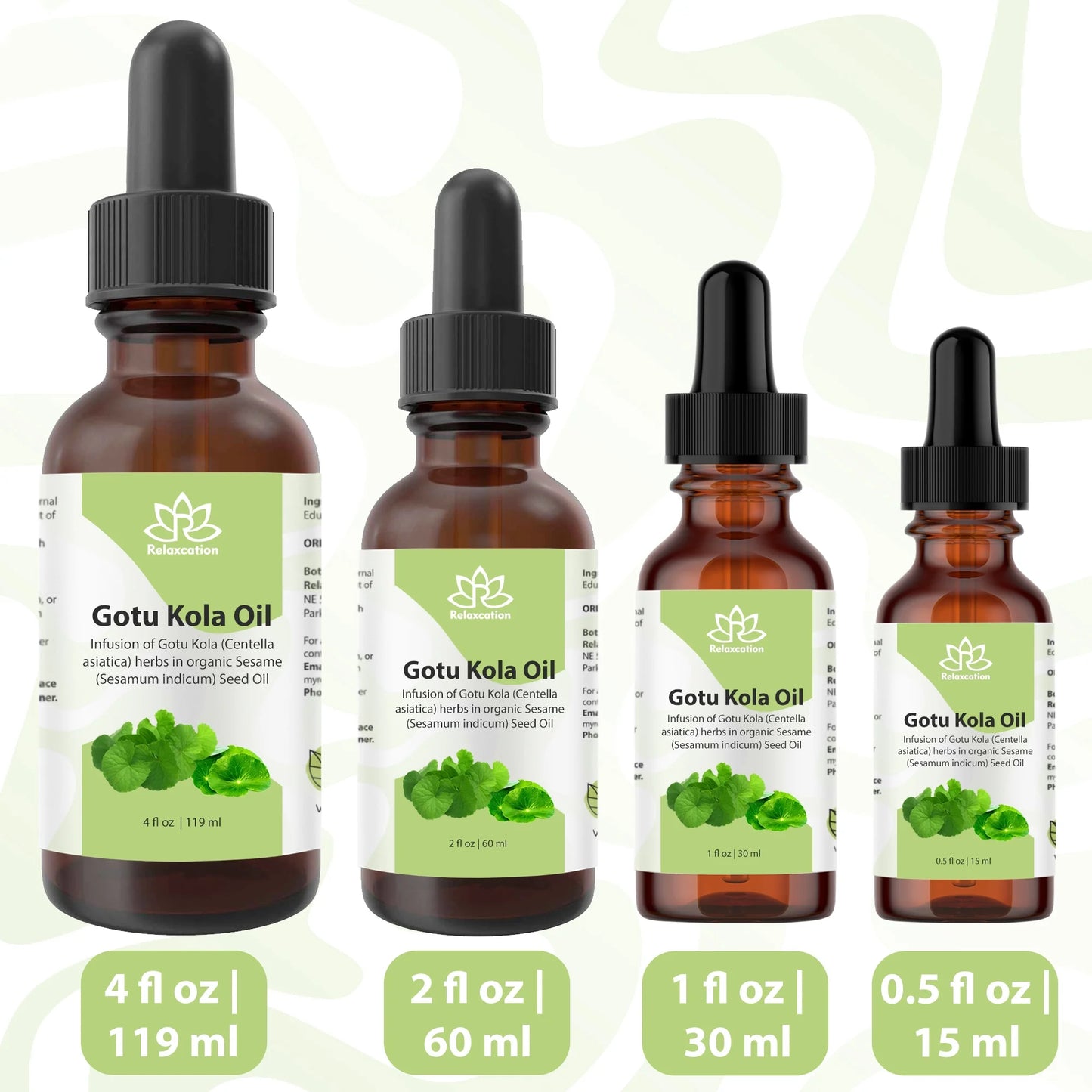 Gotu Kola (Centella Asiatica) Leaf Infused Sesame Oil Ayurvedic Herbal Hair & Skin Oil – Cold-Pressed, Unrefined, Plant-Based (2 Fl Oz)