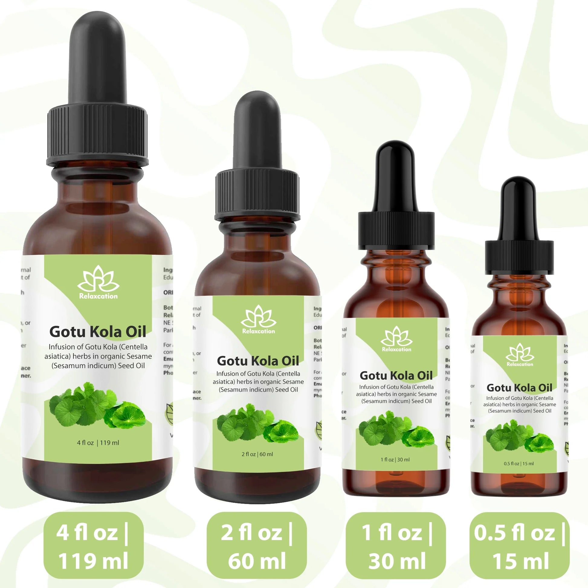 Gotu Kola (Centella Asiatica) Leaf Infused Sesame Oil Ayurvedic Herbal Hair & Skin Oil – Cold-Pressed, Unrefined, Plant-Based (2 Fl Oz)
