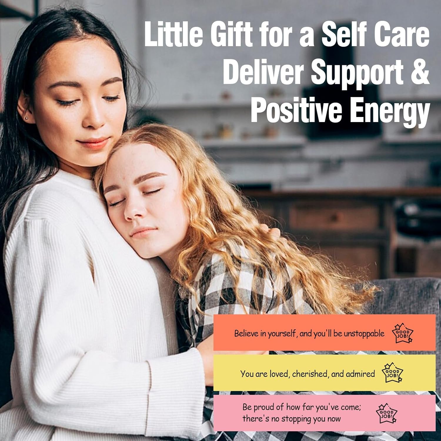 Positive Messages in a Bottle (60+ Positive Affirmations), Self Care Gifts for Women Men, Daily Positivity Self Care Kit with Pre-Written Inspirational Messages for Relaxation Mindful Calm
