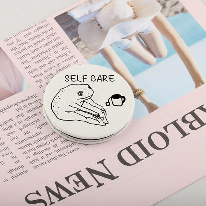 Humorous Frog Self-Care Makeup Mirror - Self-Love and Mental Health Awareness Gift for Frog Enthusiasts