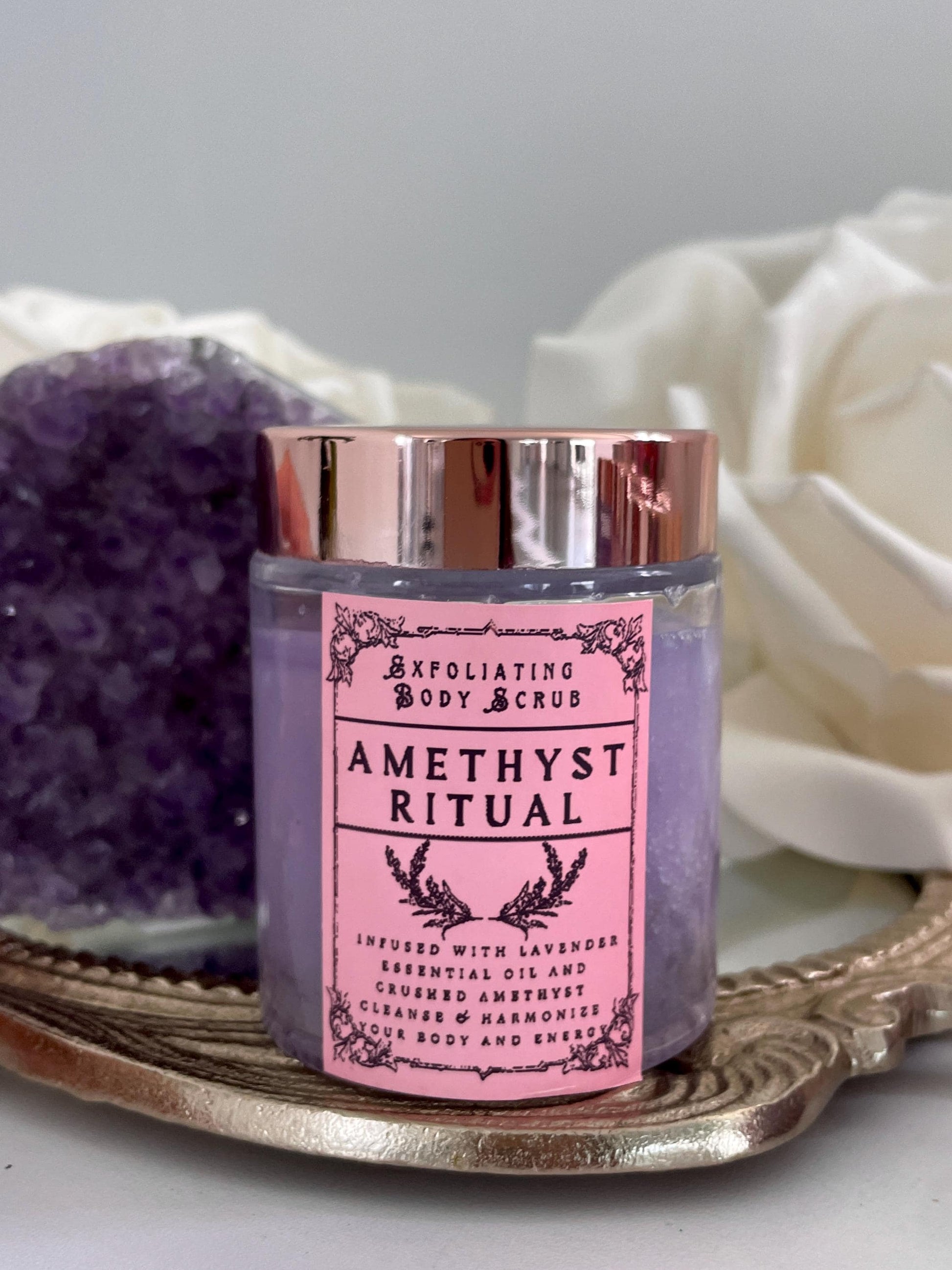 Amethyst & Lavender Exfoliating Body Scrub: Energy Cleansing Ritual