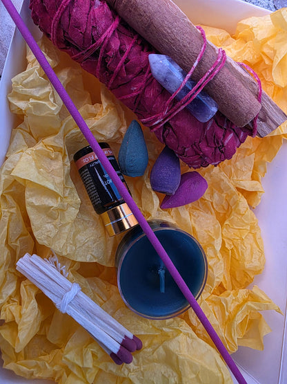 Dragon’S Blood Sage Smudge Kit, Sage & Palo Santo Bundle, Energy Cleansing, Meditation, Relaxation and Self Care Spiritual Gift Box